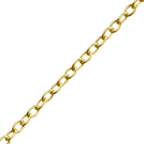14k Gold Vermeil Round Link Gold Chain Necklace - Picture 3 of 8